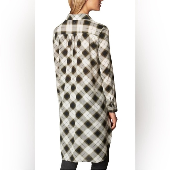 PRANA Flint Maxi Tunic Top in Charcoal Gray Plaid Flowy Mini Dress Size Medium - Picture 11 of 11